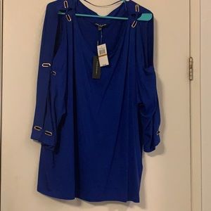 Blue open arm shirt
